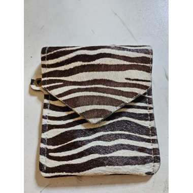 Pochette pour Samsung Zflip en cuir véritable (fourure zebre).