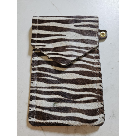 Pochette pour mobile en cuir véritable (fourure zebre).