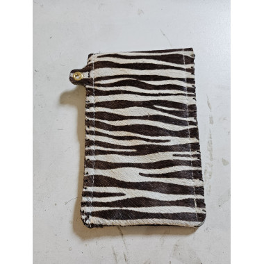 Pochette pour mobile en cuir véritable (fourure zebre).