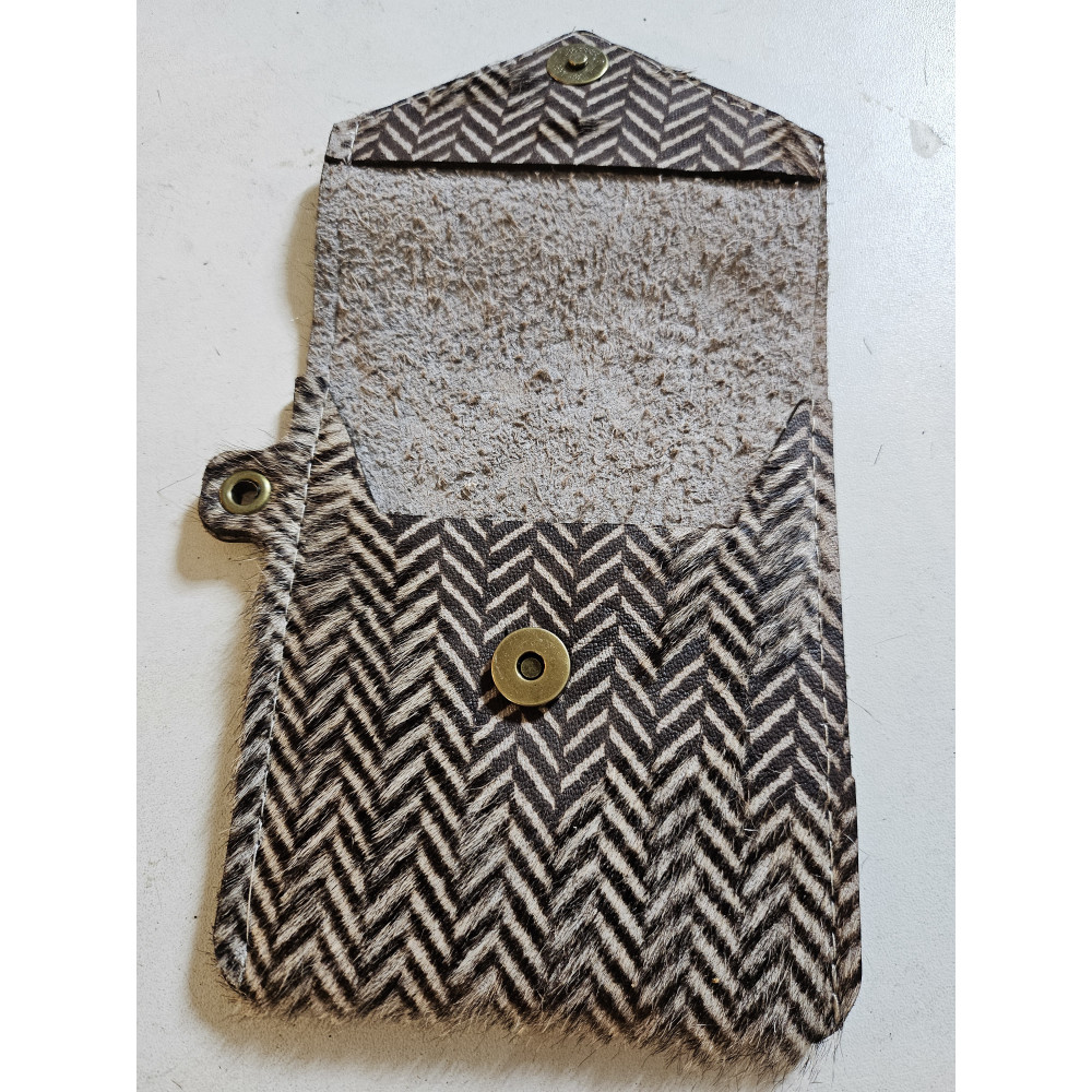 Pochette pour Samsung Zflip en cuir véritable (fourure chevrons).