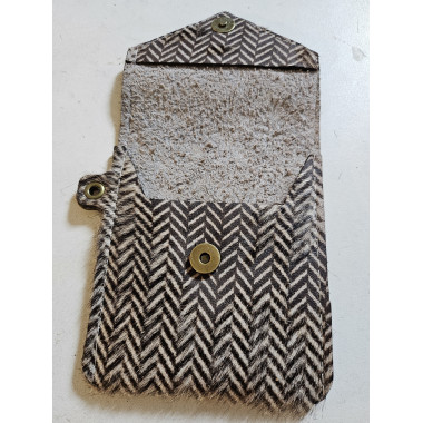 Pochette pour Samsung Zflip en cuir véritable (fourure chevrons).