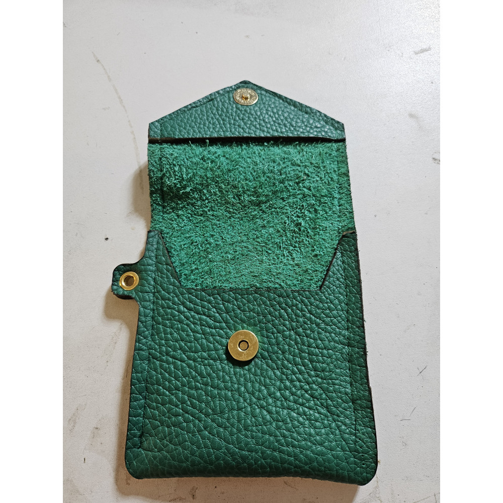 Pochette pour Samsung Zflip en cuir véritable vert