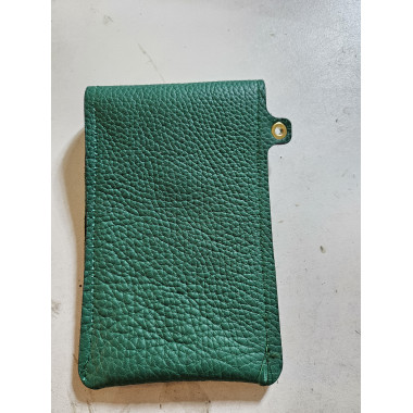 Pochette pour mobile en cuir véritable vert