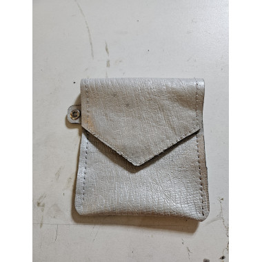 Pochette pour Samsung Zflip en cuir véritable structuré argenté