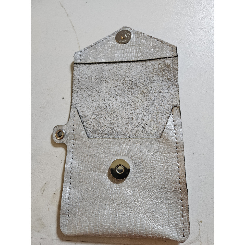 Pochette pour Samsung Zflip en cuir véritable structuré argenté