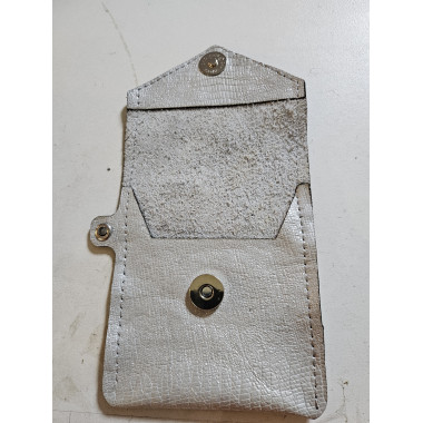 Pochette pour Samsung Zflip en cuir véritable structuré argenté