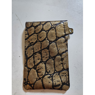 Pochette pour mobile en cuir véritable façon crocodile