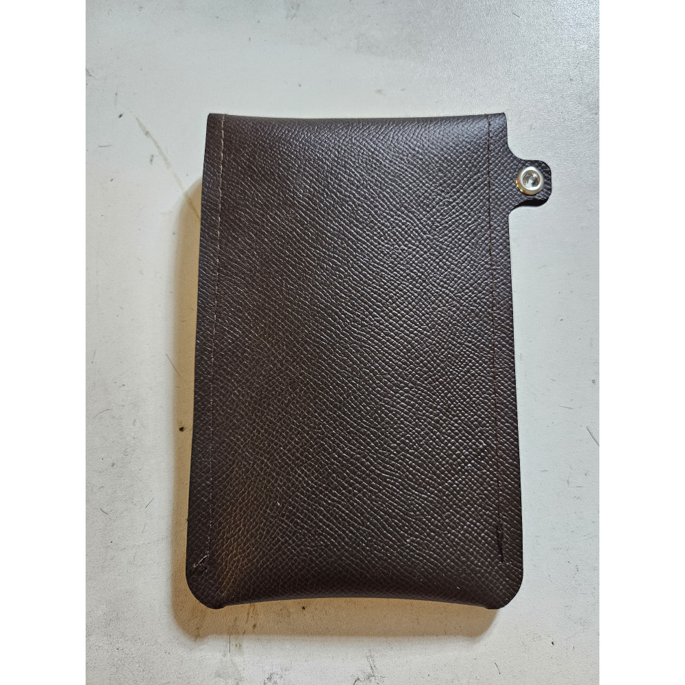 Pochette pour mobile en cuir véritable marron foncé