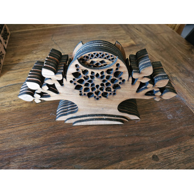 Set de 12 sous-verres avec son présentoir arbre en bois