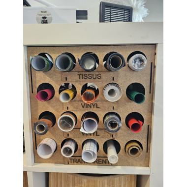 Rangement pour rouleaux vinyle ou bombe de peinture.