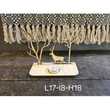 Photophore scène de nature en bois clair