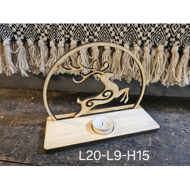 Photophore noel en bois clair