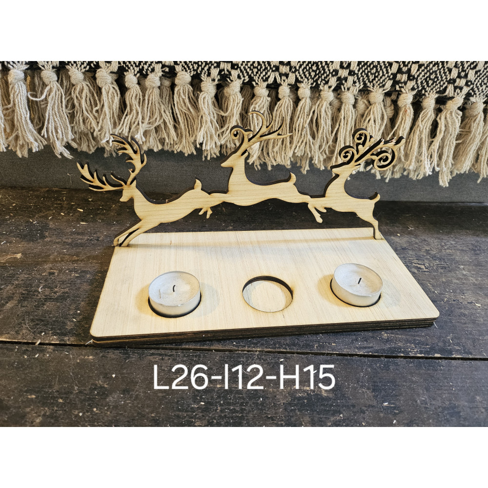 Photophore noel scene de nature en bois clair