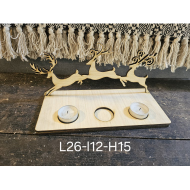 Photophore noel scene de nature en bois clair