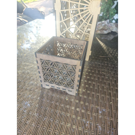 Photophore fleur de vie bois brun