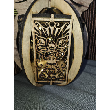 Boule ange en bois illuminé