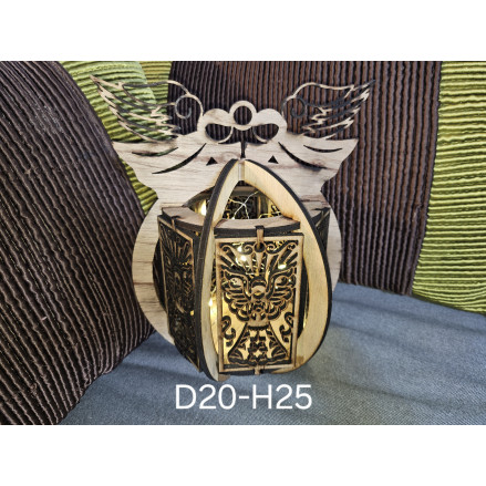 Boule ange en bois illuminé