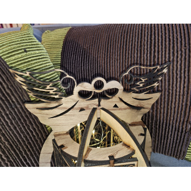 Boule ange en bois illuminé