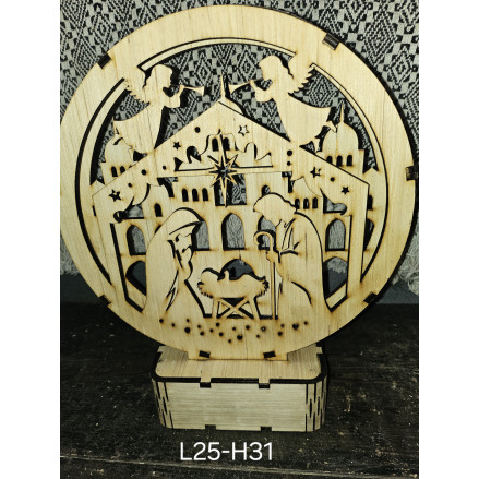 Crèche illuminée en bois illuminé