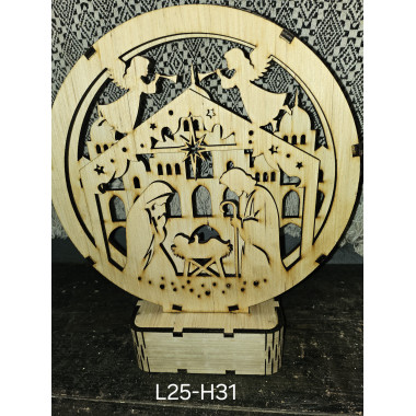 Crèche illuminée en bois illuminé