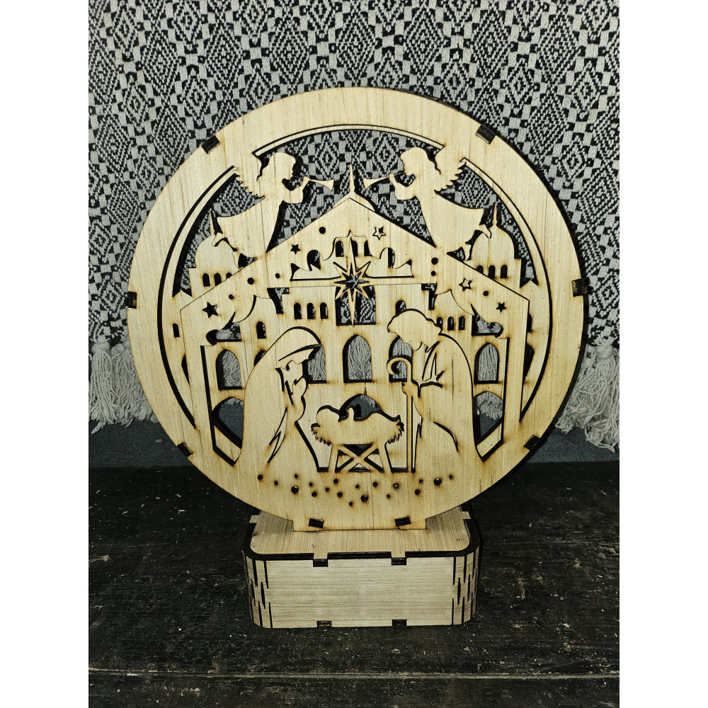 Crèche illuminée en bois illuminé