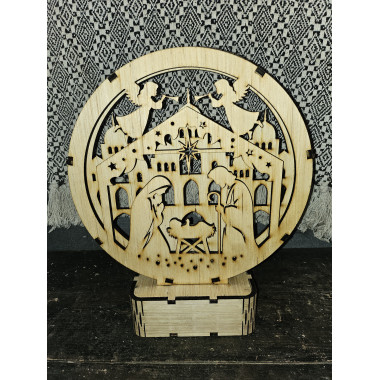 Crèche illuminée en bois illuminé