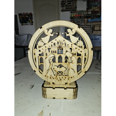 Crèche illuminée en bois illuminé