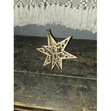 Boule de Noël en bois clair étoile 3D - set de 6 pièces