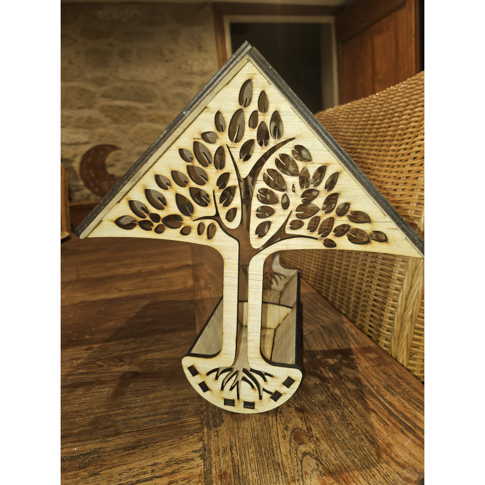 Mangeoire à oiseaux en bois clair