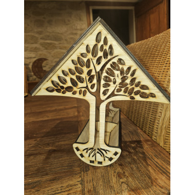 Mangeoire à oiseaux en bois clair